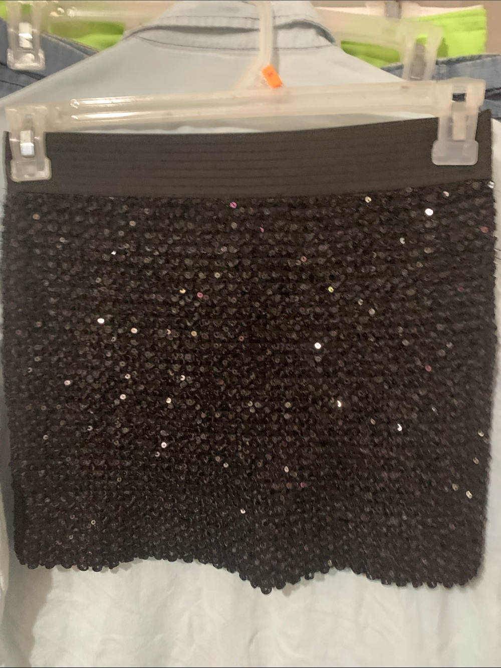 Black Sequin Mini Skirt by Black